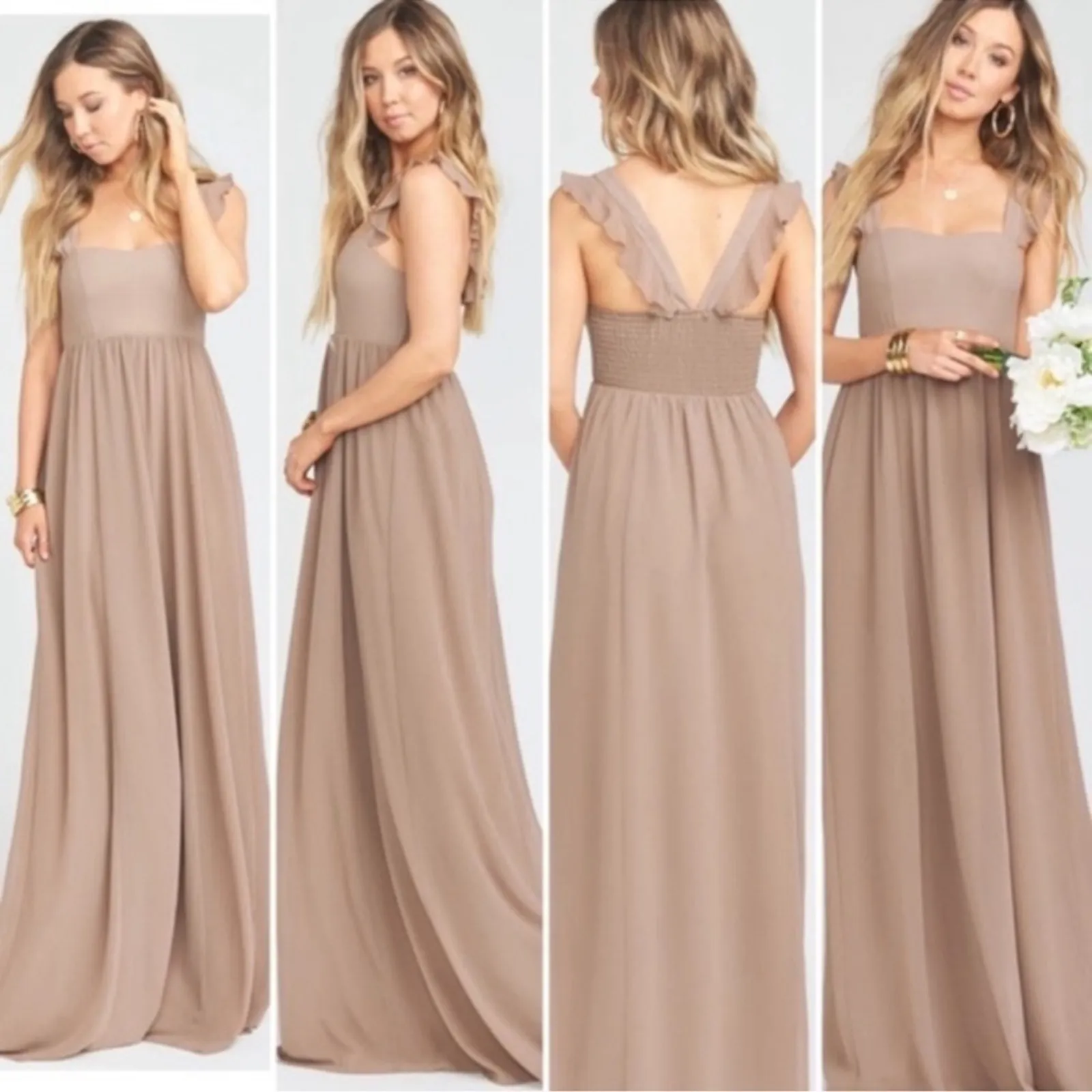Show Me Your Mumu June Dove Gray Ruffle Maxi Dress M NWT Bridesmaid - Image 14