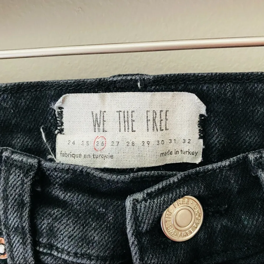 Free People High Rise Button Up Fly Skinny Denim Jeans Black Sz 26 - Image 5