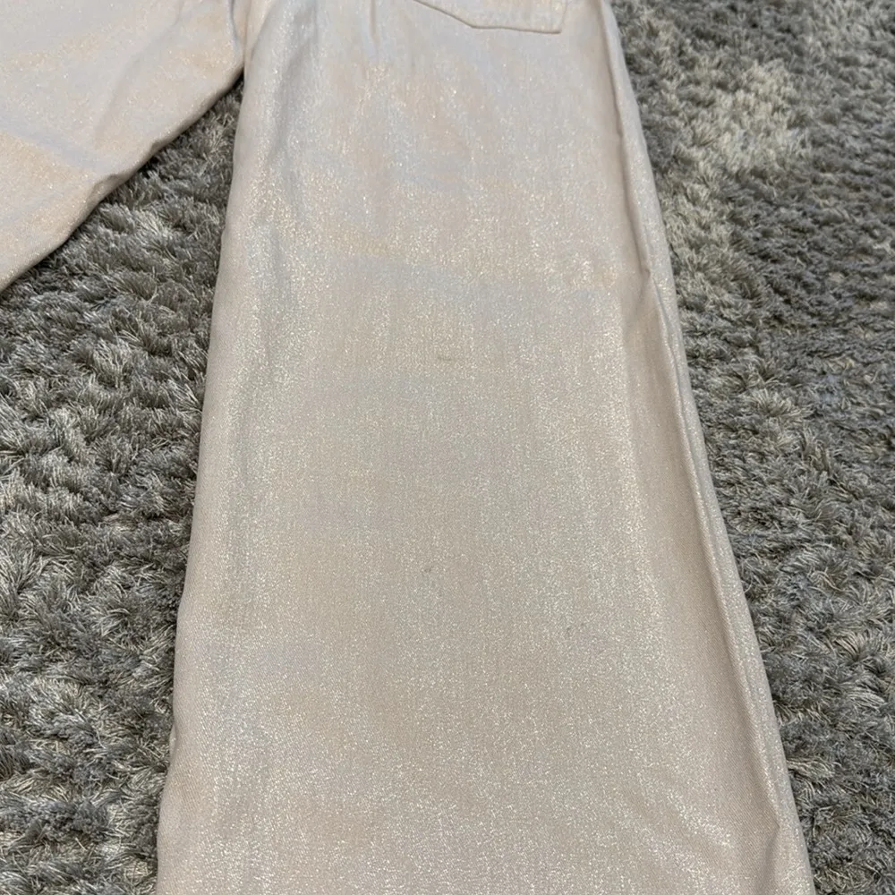 women's pants size 0, shiny cream color - Image 9