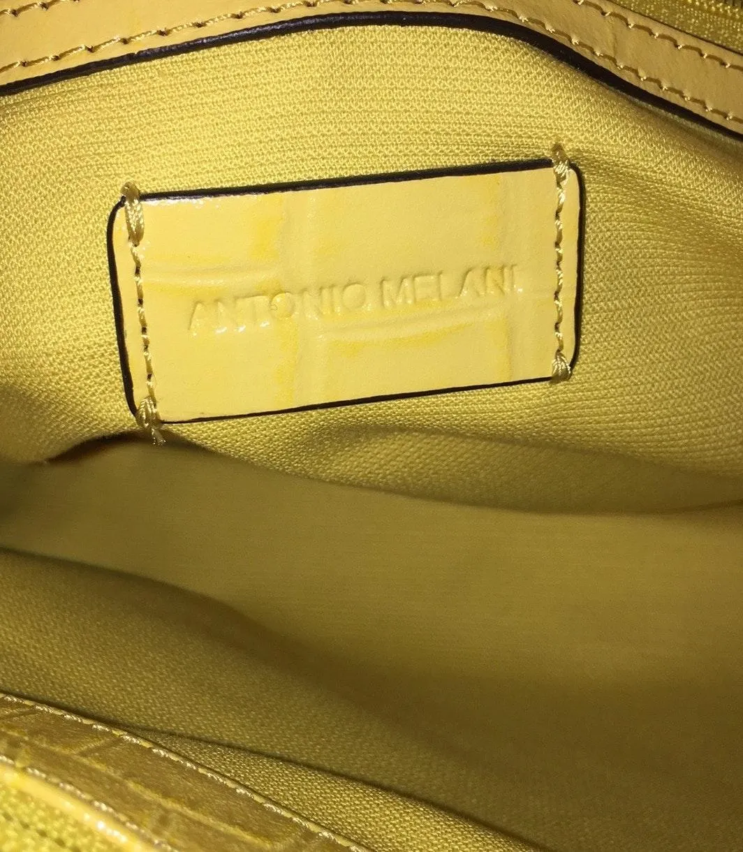 Antonio Melani Yellow Reptile Embossed Bag - Image 4