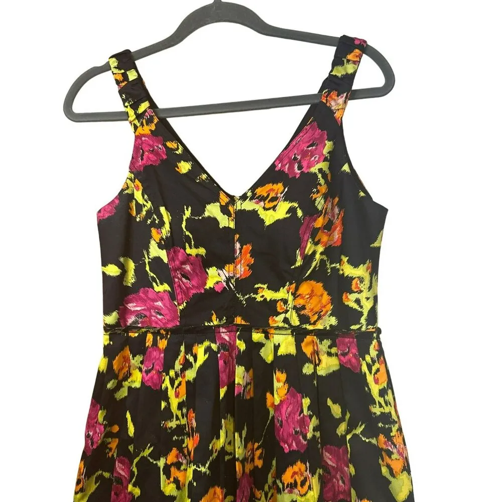 VTG Kay Unger New York Ladies V Neck Summer Floral Sleeveless Floral Dress SZ 8 - Image 5