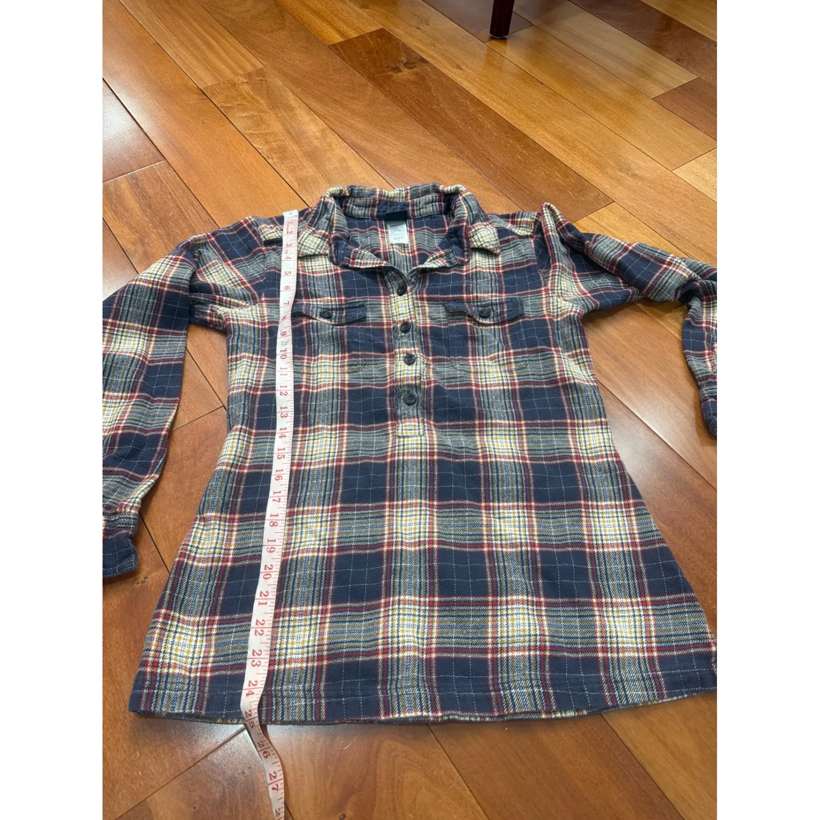 Patagonia Womens Organic Cotton Plaid Flannel Tunic Shirt Blue Red Yellow 4 - Image 5