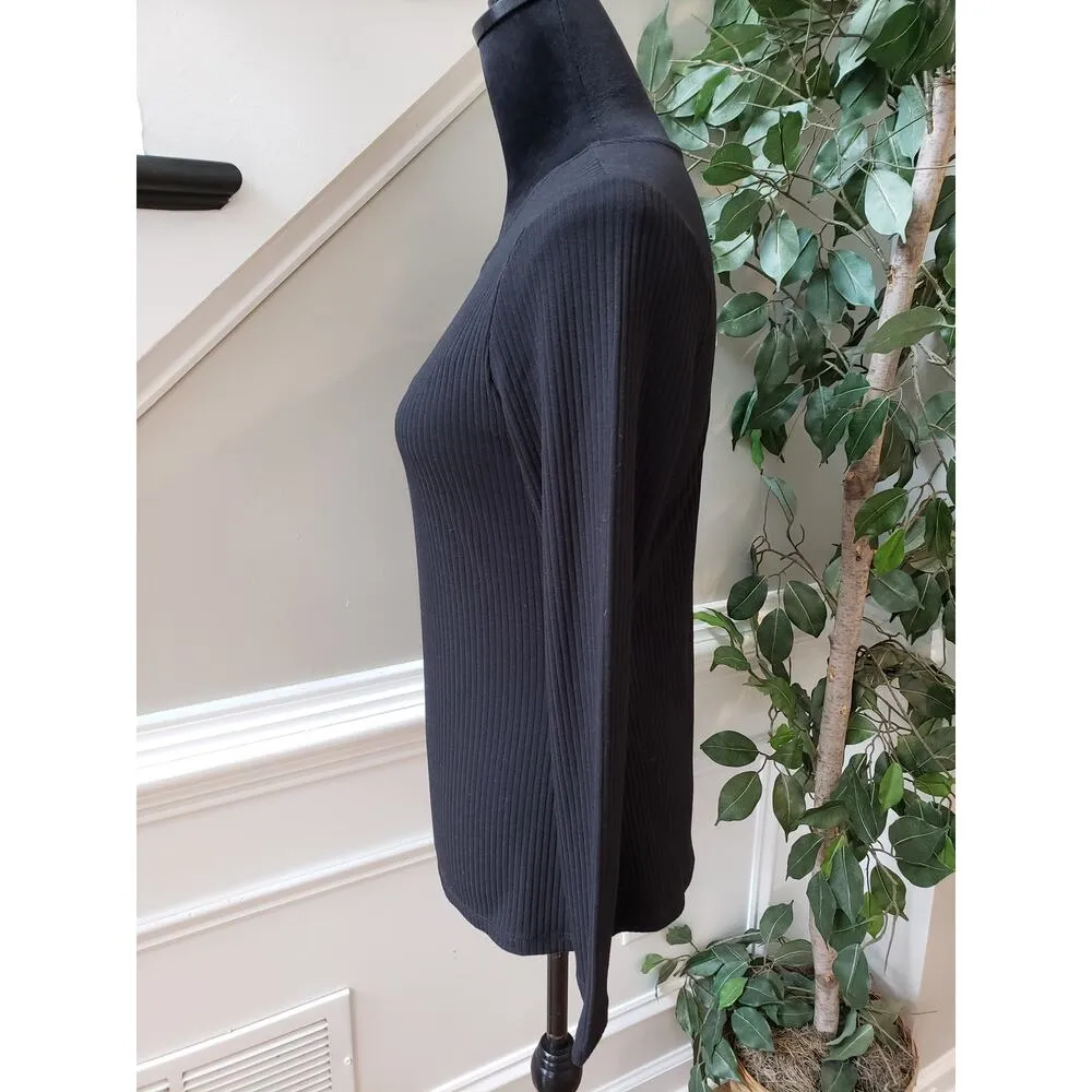 INC International Concepts Blouse Top Womens PL Black Ribbed Cutout Ring - Image 14