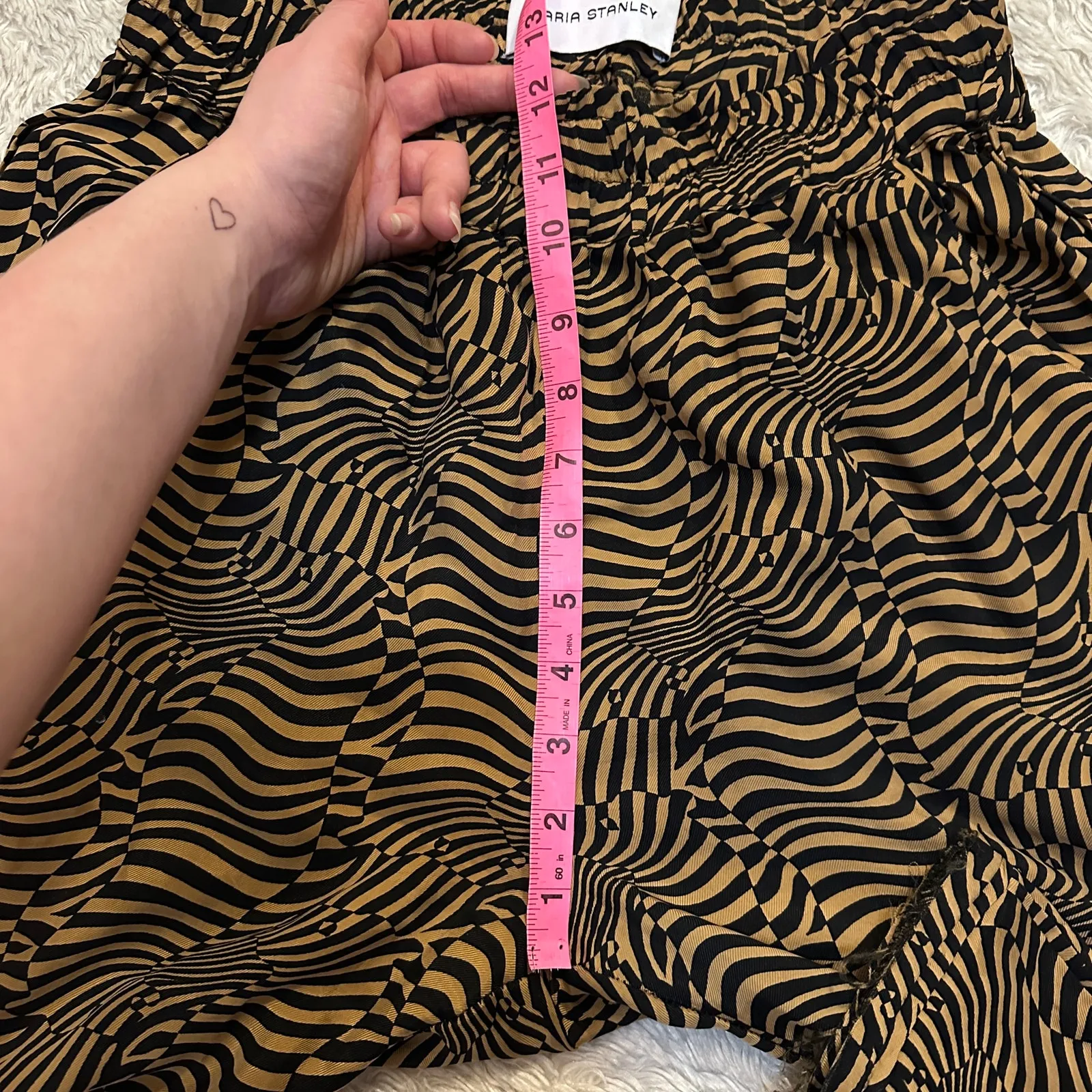 Maria Stanley Kheller Trouser Pull On Pants Elastic Waist Black Tan Size M - Image 5