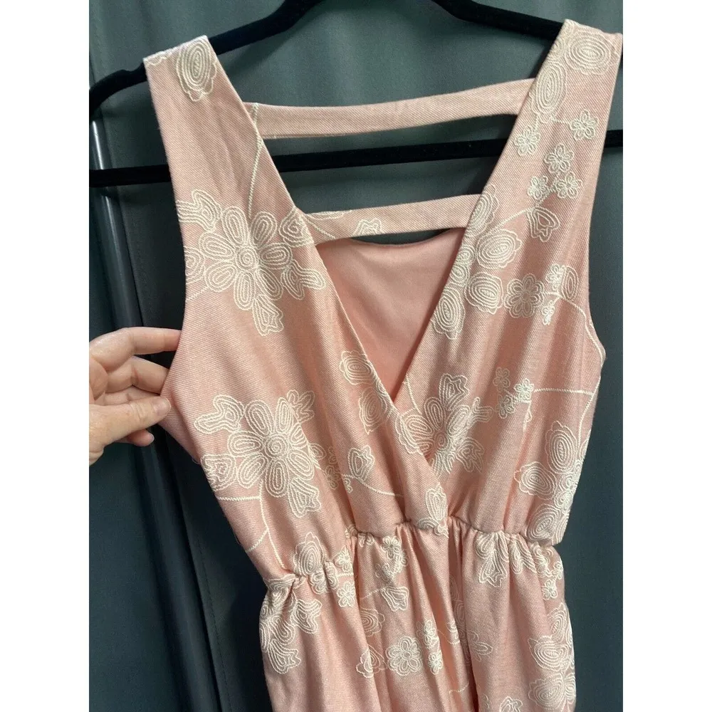 Bo. Bel Mini Dress Womens Size Pink Embroidered Sleeveless Round Neck B76 Size M - Image 3