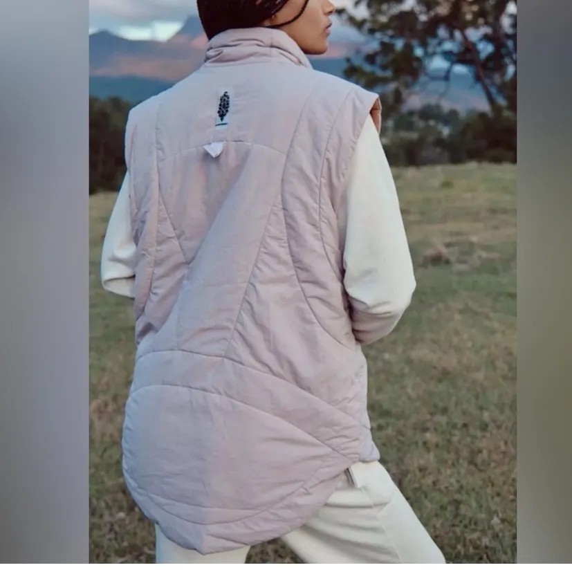 Free People vest slalom crystal ball puffer Pink taupe terra cotta reversible - Image 9