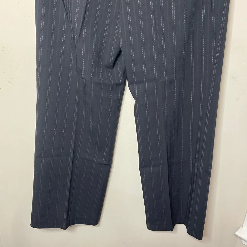 NINE WEST Black Wide Leg Dress Pants Pink Pinstripes, Size 14 - Image 8