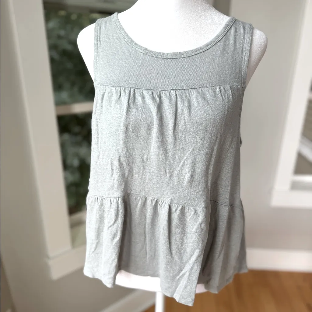 J. Crew Light Gray Linen Tiered Loose Fit Tank Top Size XS - Image 12