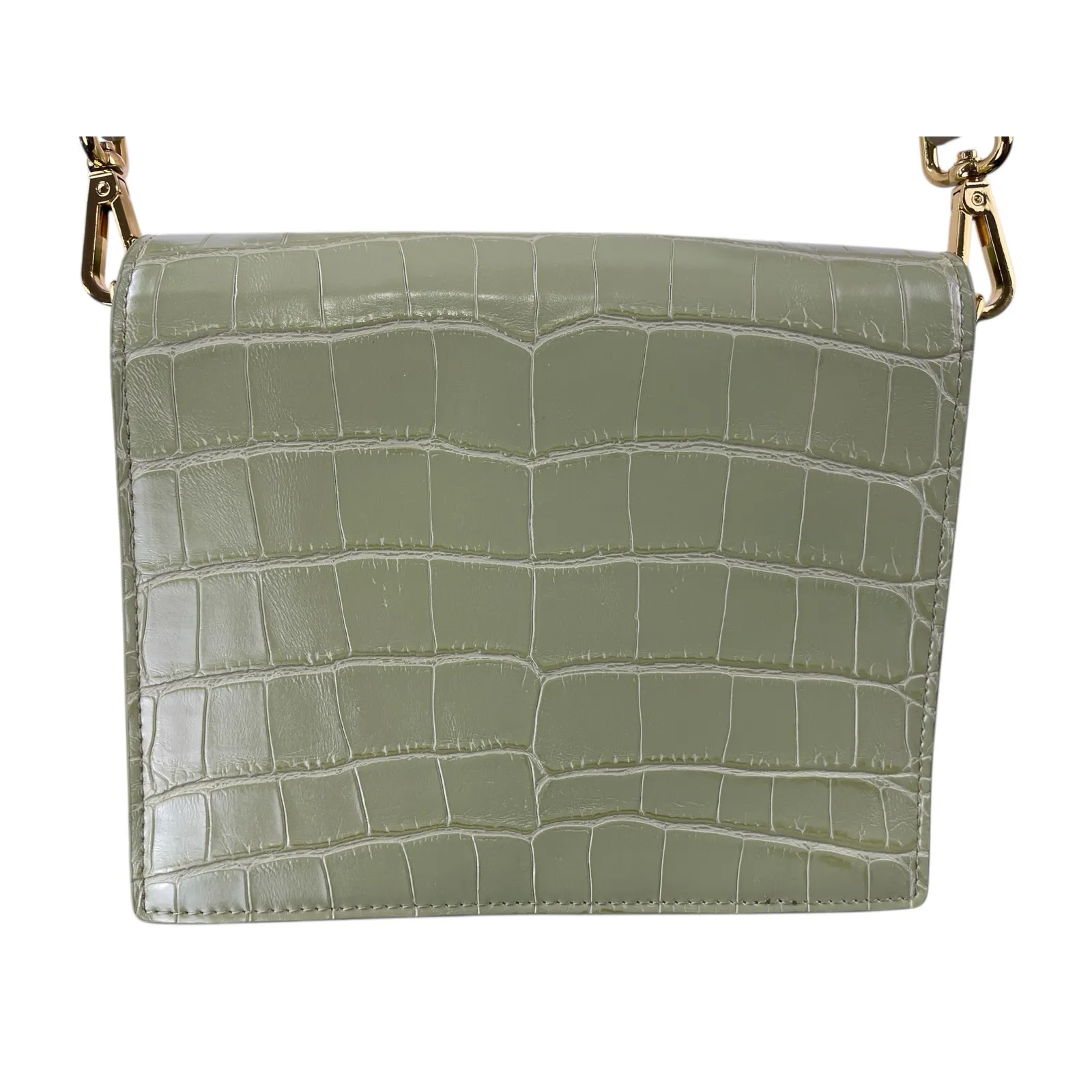 JW Pei Mini Flap Green Croc Faux Leather Vegan Crossbody Strap Bag Handbag OS - Image 3