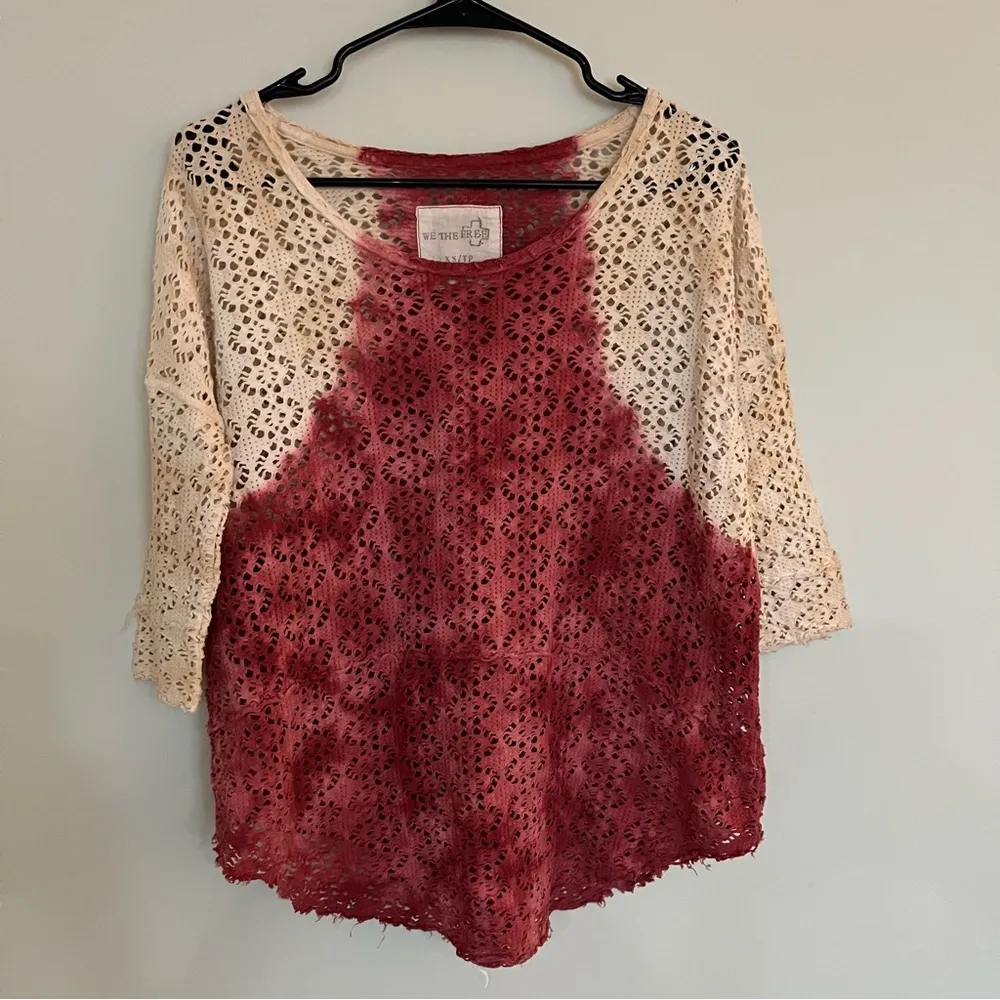 Free People crochet cut dip dye raglan top. Beautiful condition Size XS - Image 2