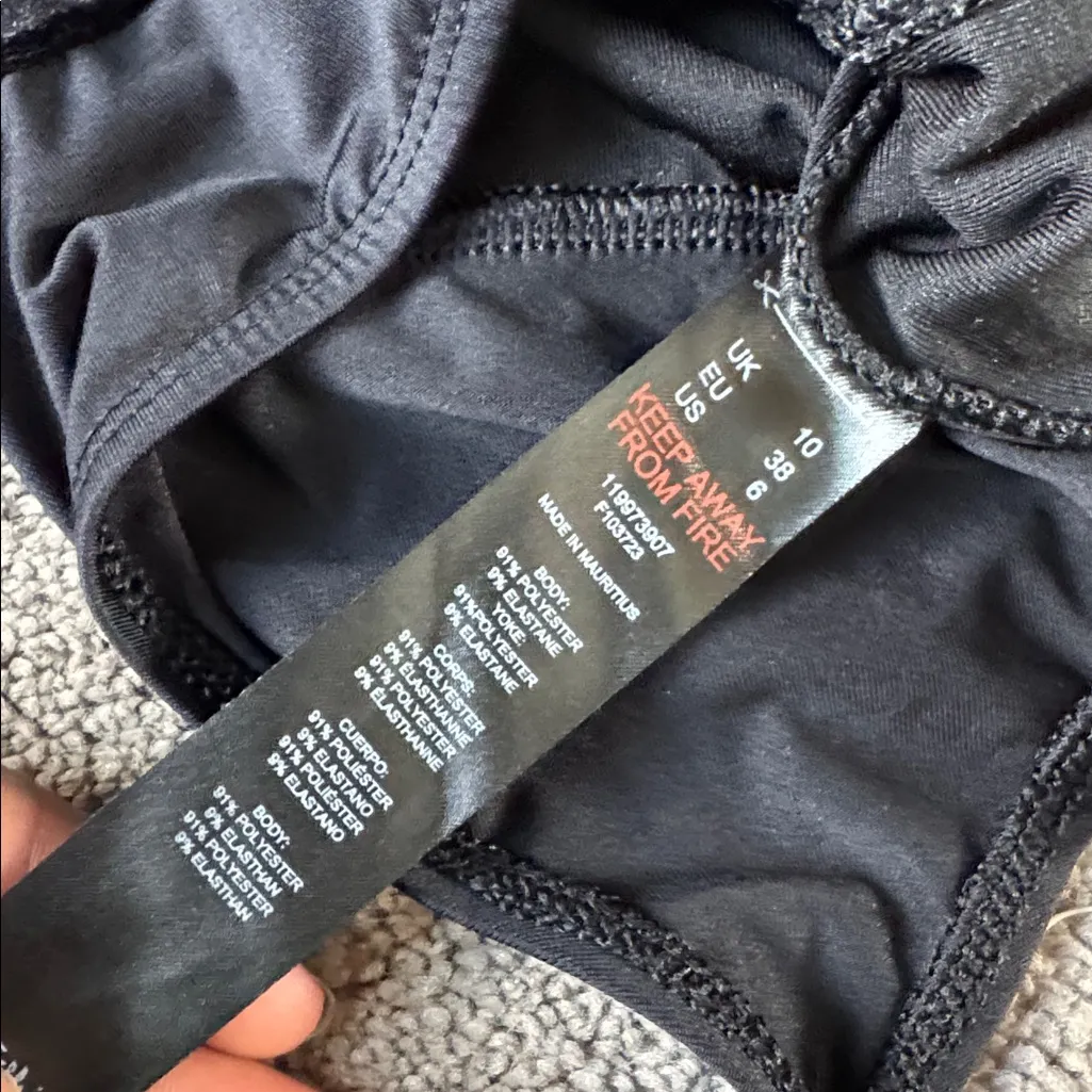 Miss Selfridge Black Velour Bodysuit SIZE 6 - Image 4