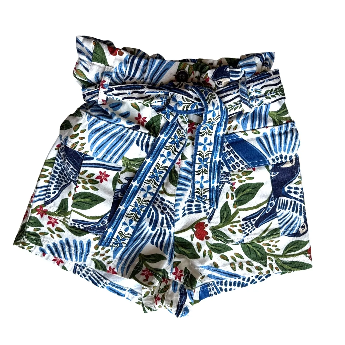 FARM Rio High Waist Shorts in Blue Tropical Print Size XSmall - Image 2