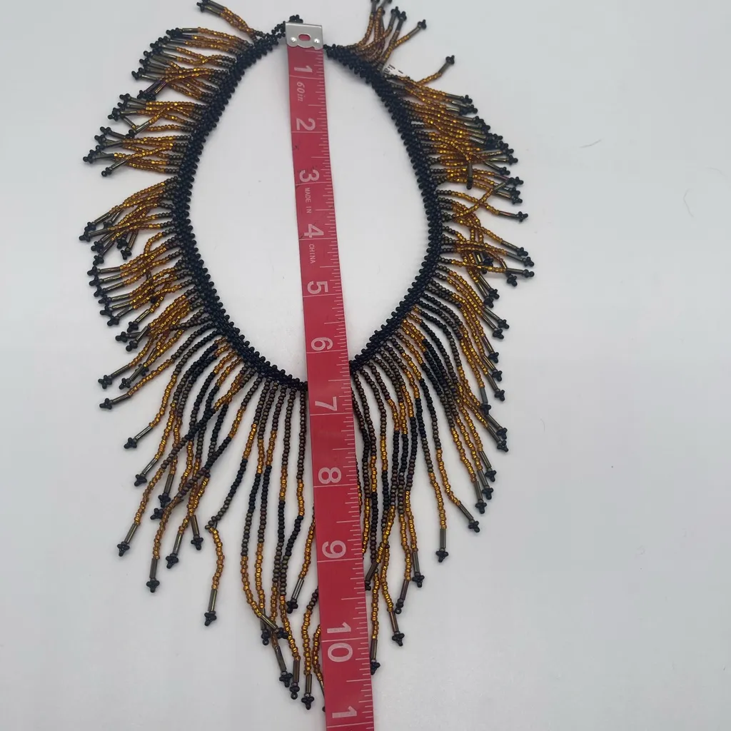 Beaded Bib Necklace made in Guatemala Black - Image 6