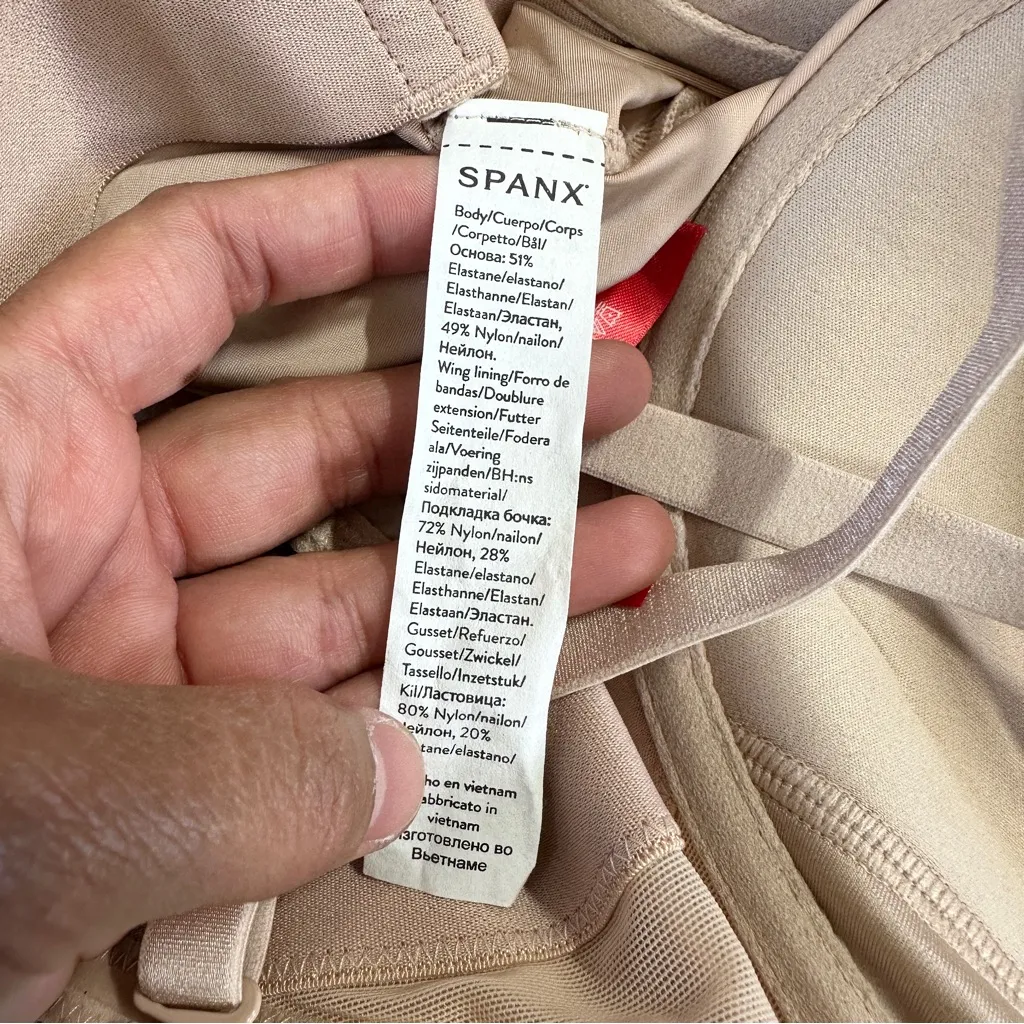 NWT Spanx Women’s Strapless Cupped Mid-Thigh Bodysuit in Champagne Beige L - Image 13