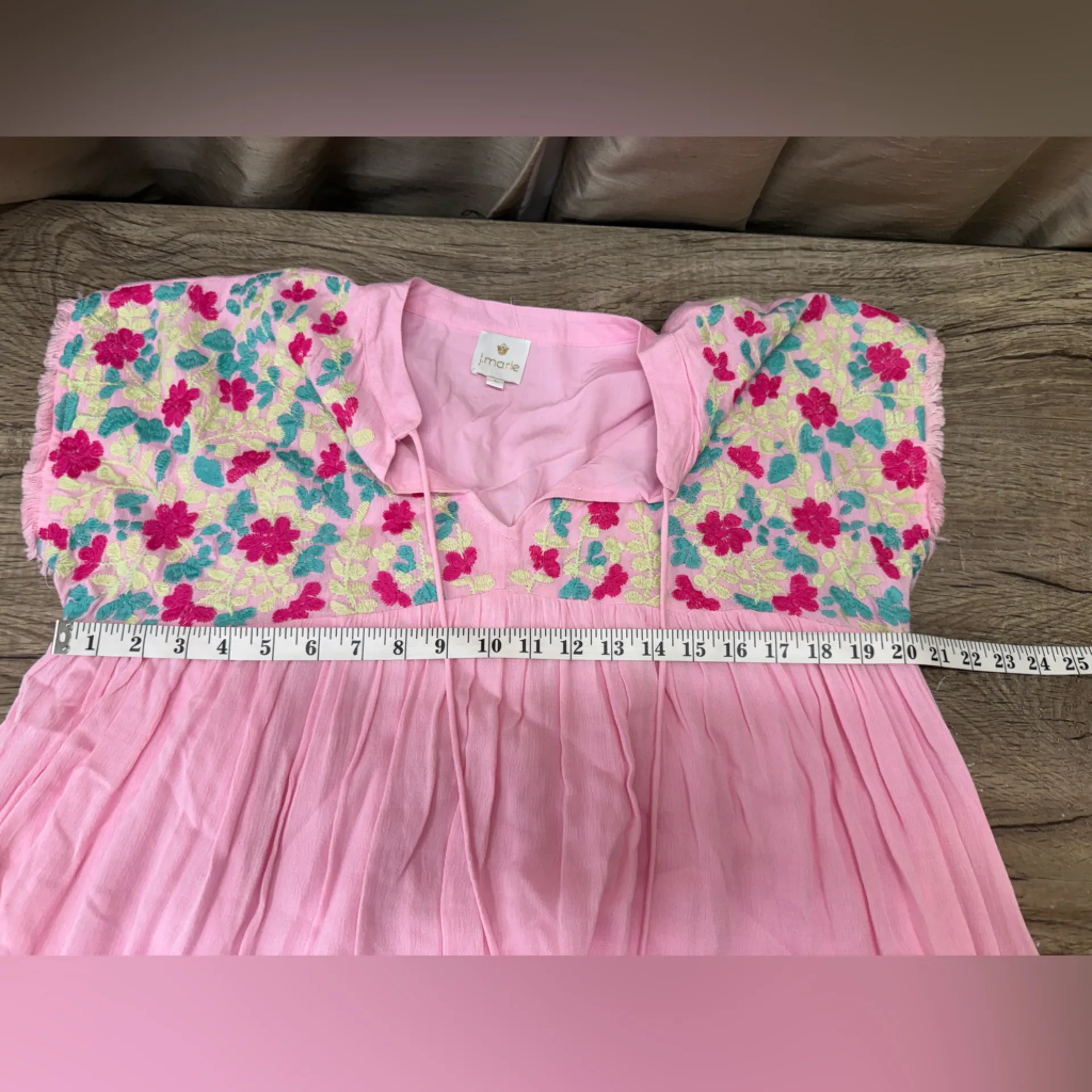 J‎ Marie embroidered Poppy Tassel dress size small Pink - Image 5