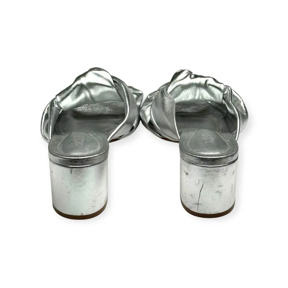 Schutz x Anthropologie ༄ Mindy Mid Block Heels ༄ Metallic Silver Leather ༄ 6.5M - Image 6