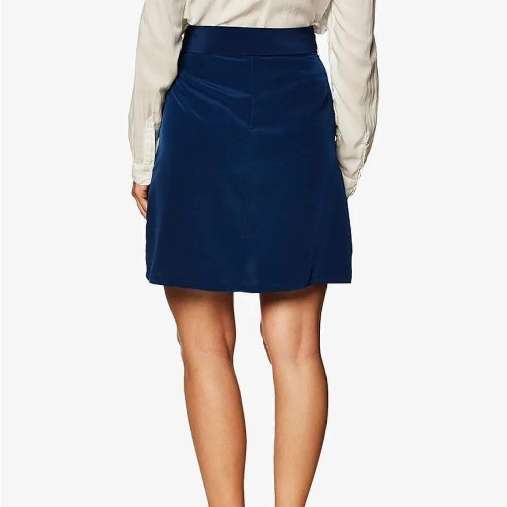 NWT Paris Sunday Blue Faux Tie Waist A Line Mini Skirt Size 8 - Image 2