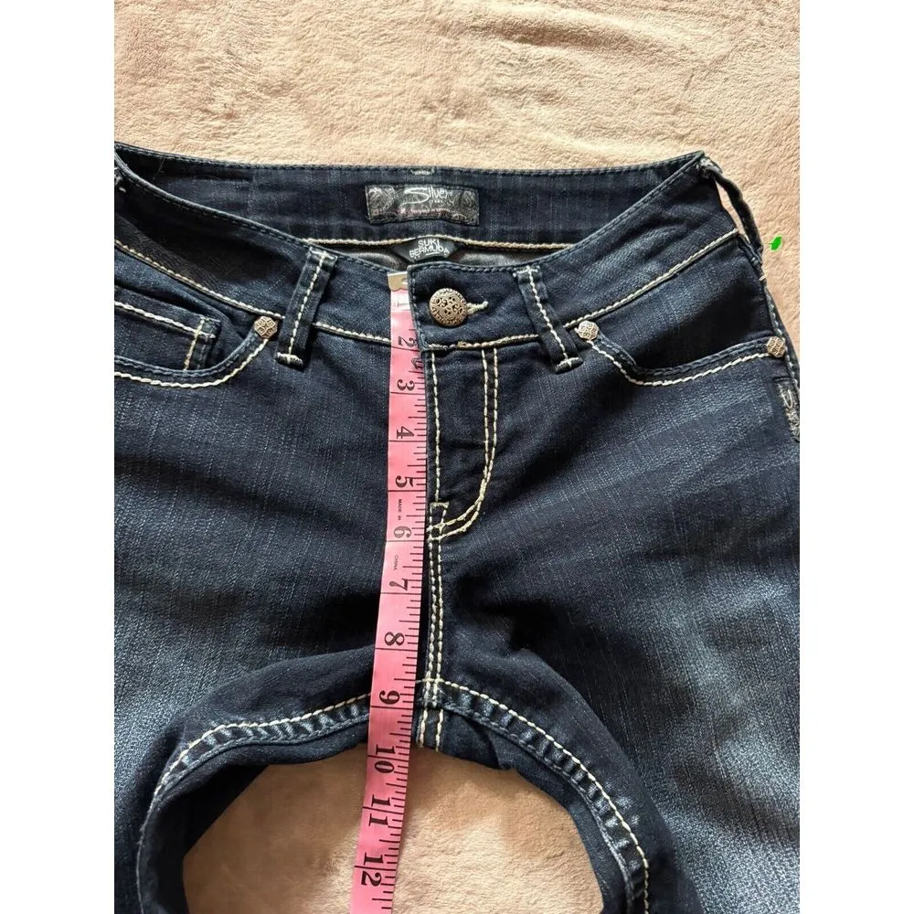 Silver Womens Denim‎ Suki Bermuda Jean Shorts Dark Wash Mid Rise Size 27 - Image 10