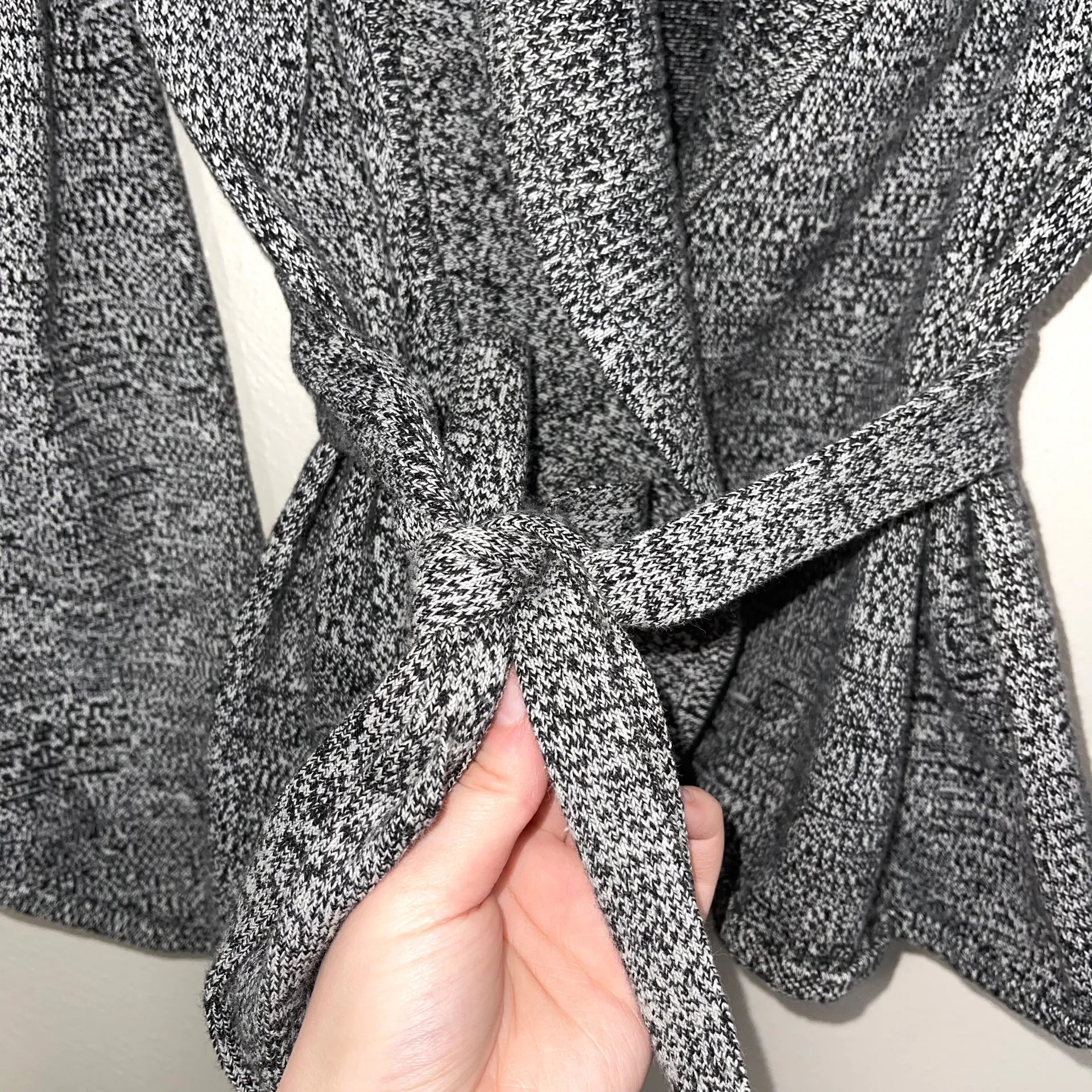 Dark Heather Gray Wrap Front Belted Cardigan - Image 7