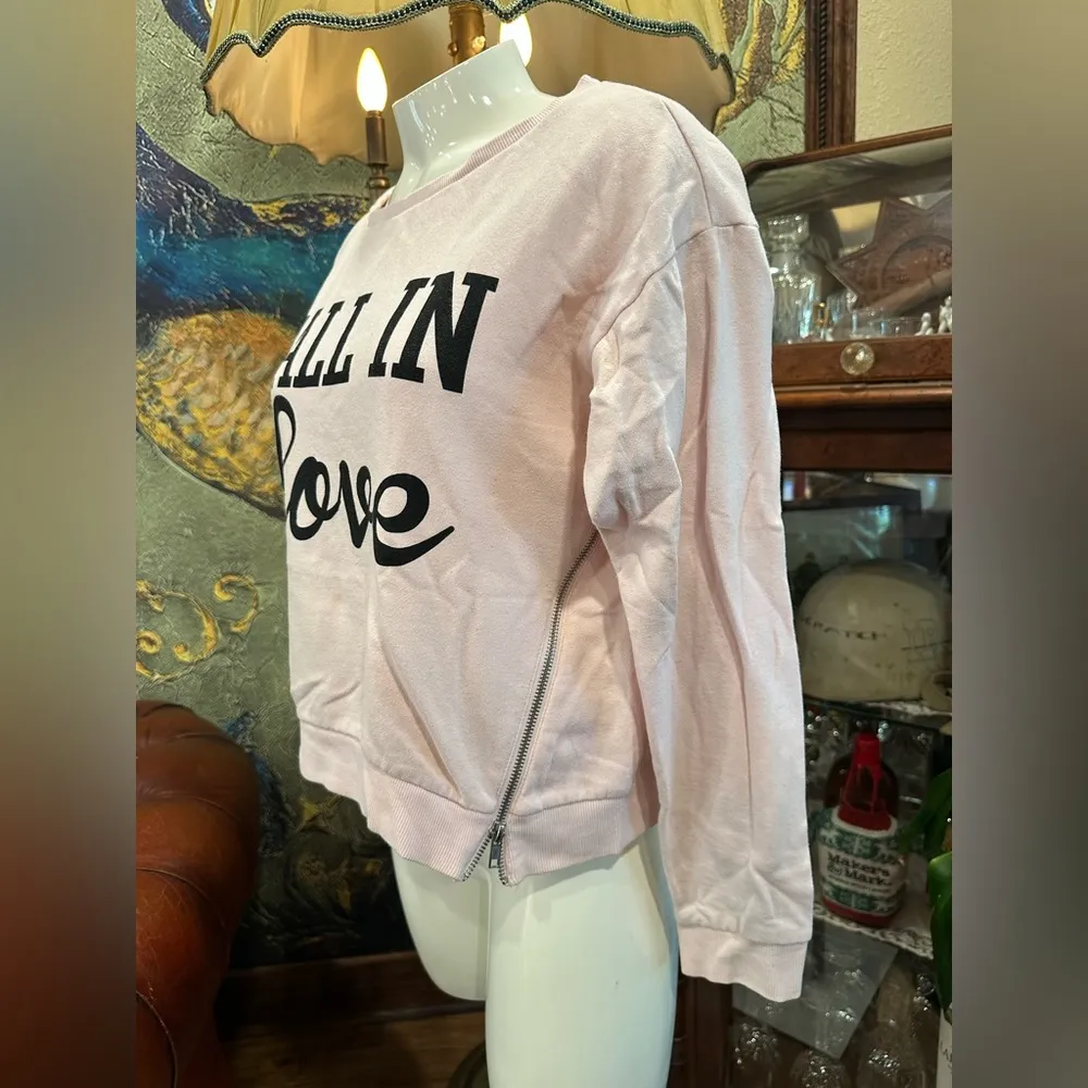 Divided Pink 'Fall in Love' Sweatshirt with side zippers - Image 3