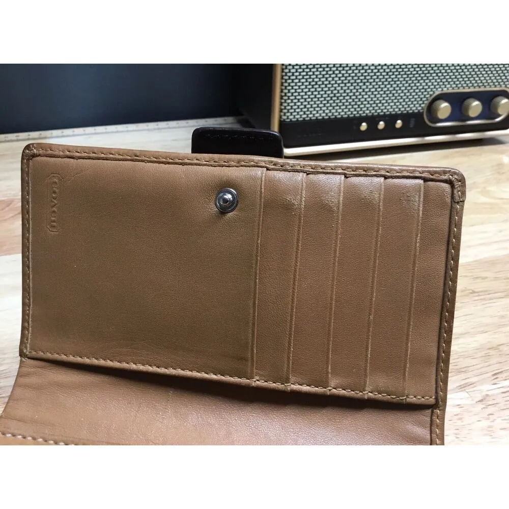 COACH Two-Fold Wallet Leather BEG Women's - Image 6