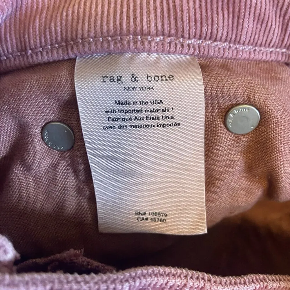 Rag & Bone Nina High-Rise Ankle Skinny Corduroy Button‎ Fly Jeans Size 27 Mauve - Image 13