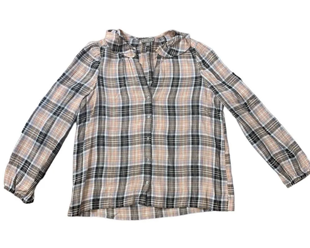 Point Sur J. Crew plaid long sleeve button down flannel shirt size S - Image 13