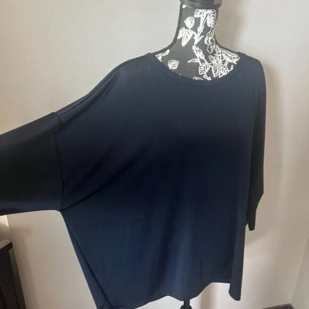 Chico's Travelers Size 3 Women's Wedge Top Navy Blue Stretchy NWT - Image 5