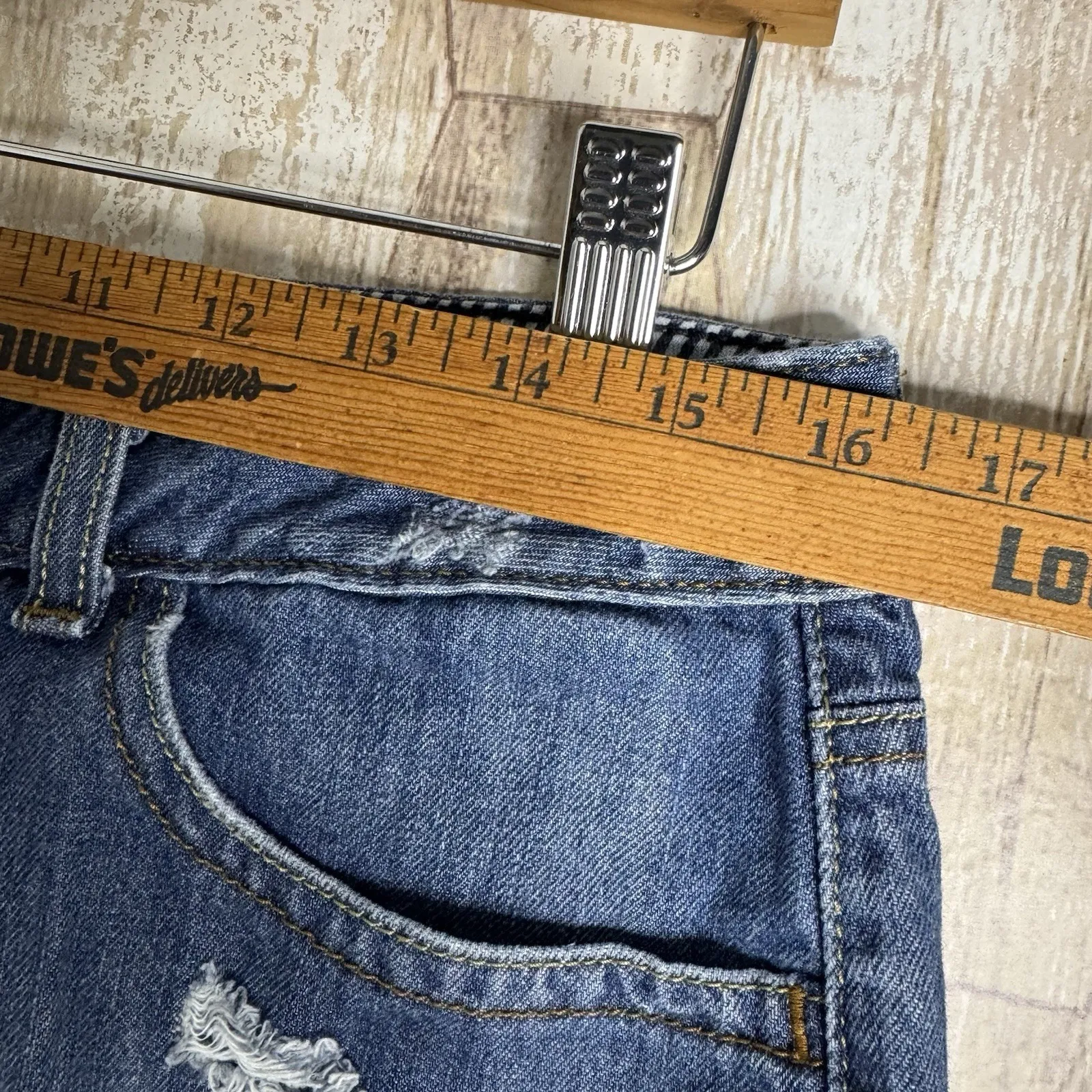 TOMMY HILFIGER Women's Size 10 Blue Denim Distressed Jean Skirt - Image 6