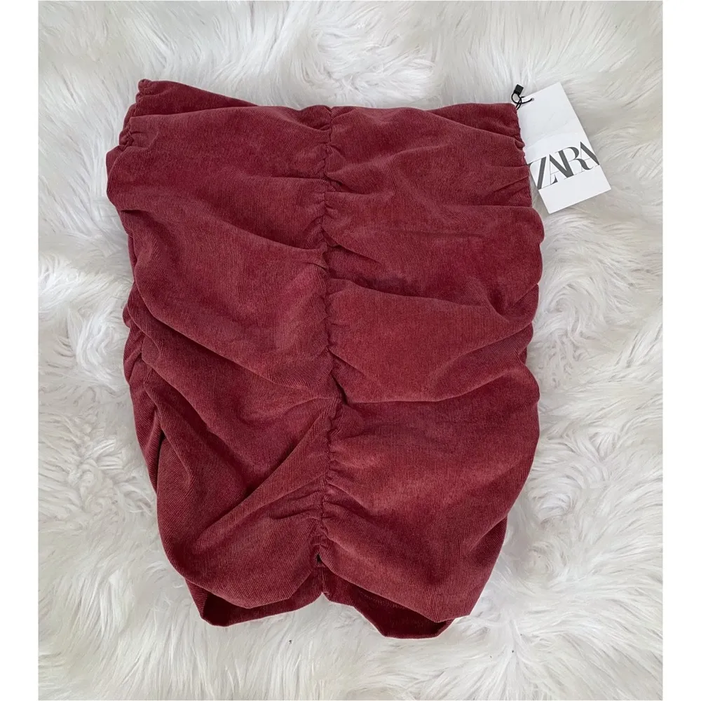 NWT Zara Burgundy Corduroy Tube Top - Image 2
