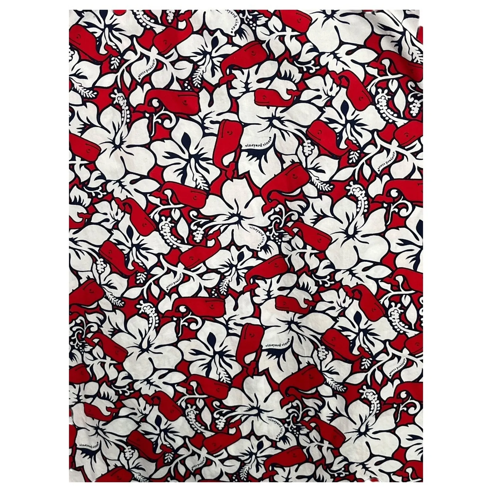 Vineyard Vines Dress Womens Medium Red White Floral Whale Summer Tropical Beach - Image 12
