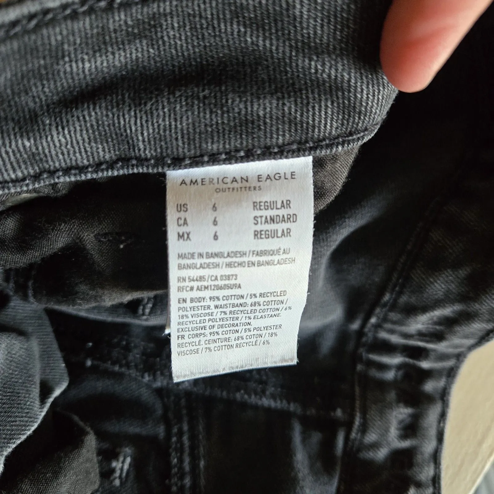 American Eagle Wide Leg Jeans Black Ripped Mom Jean Size 6 Y2K Destroyed Denim - Image 5