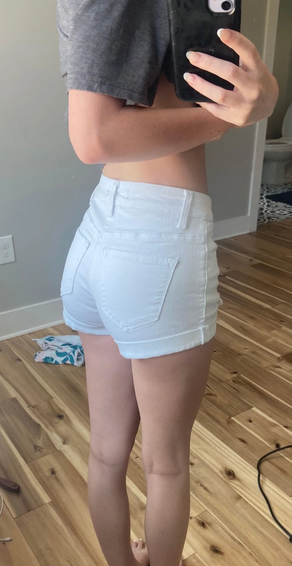 white Jean shorts  - Image 3