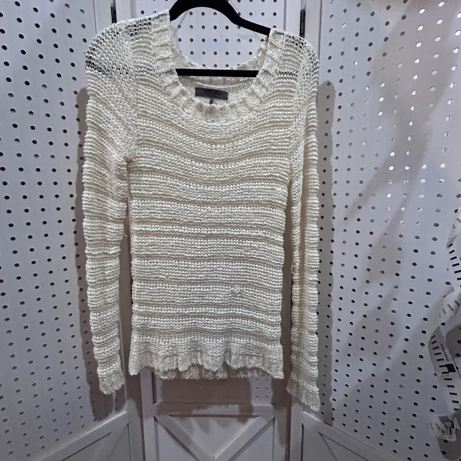 Buffalo David Bitton Cream Textured Knit Long Sleeve Sweater M M - Image 2