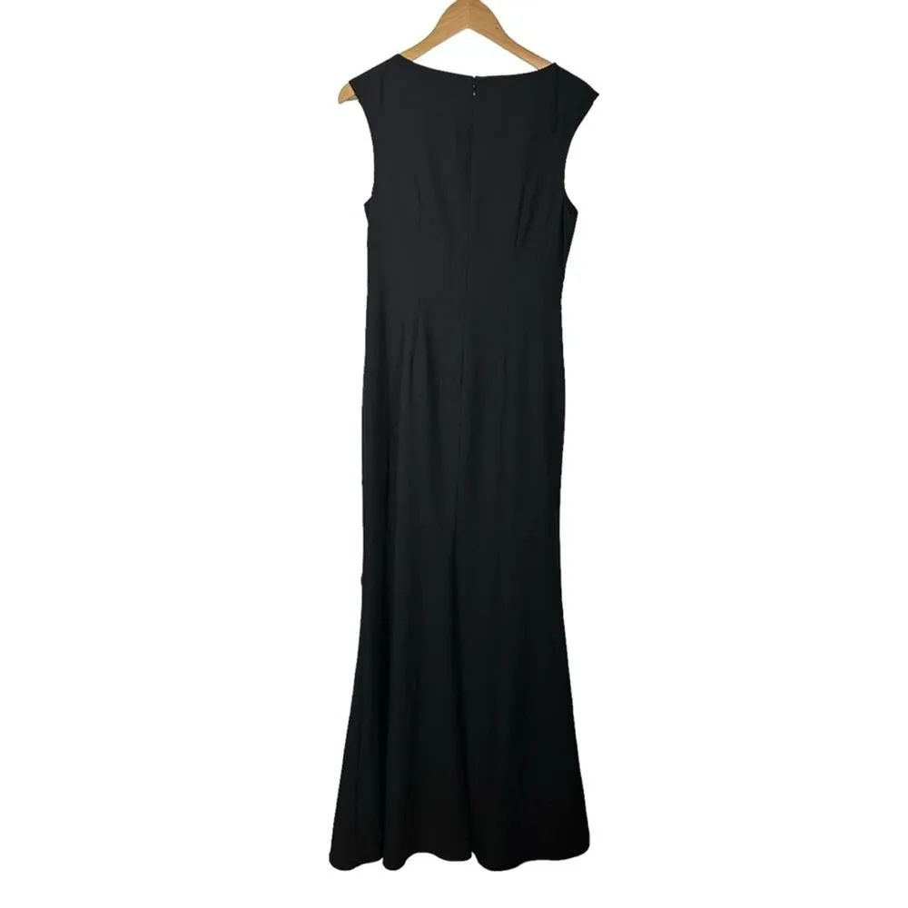 Adrianna Papell  Black Satin Crepe Gown Size 6 - Image 5
