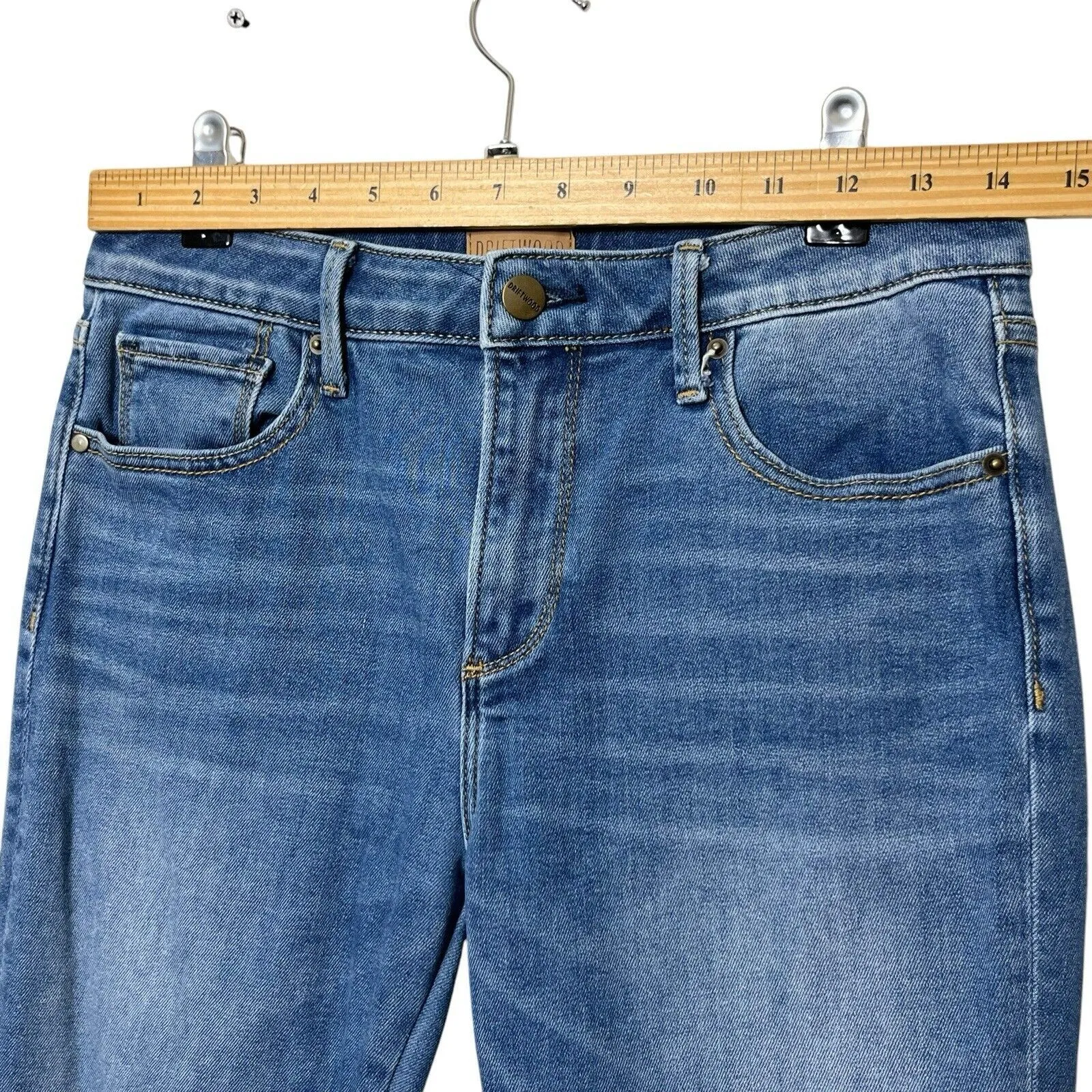 Driftwood Colette Crop Jeans Women’s Size 28 Embroidered Cuff Straight Leg - Image 9