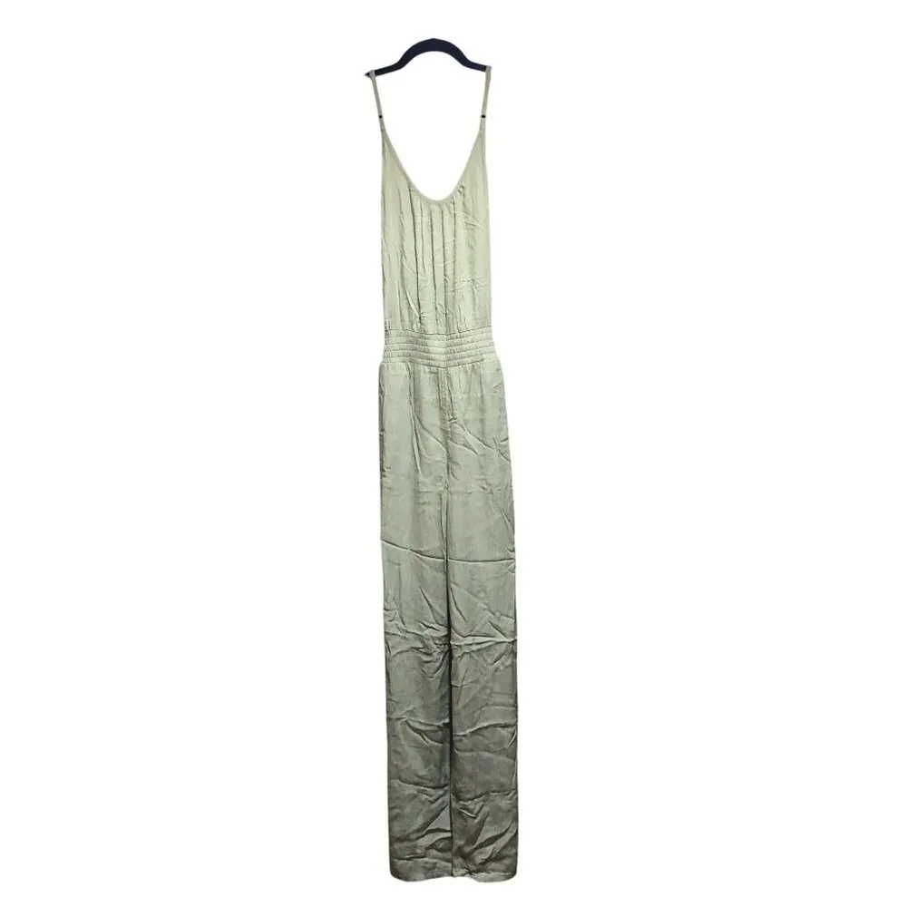 Prana Fernie Wide Leg Jumpsuit Swim Cover Crinkle Pockets Strappy Agave Green L - Image 3