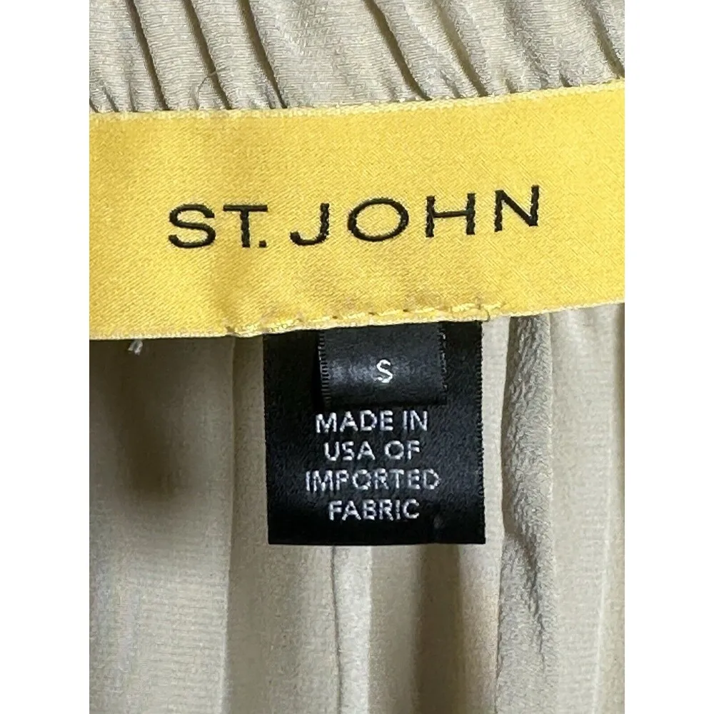 St. John  Silk Maxi Skirt Size Small Tan Drawstring W/pockets - Image 4