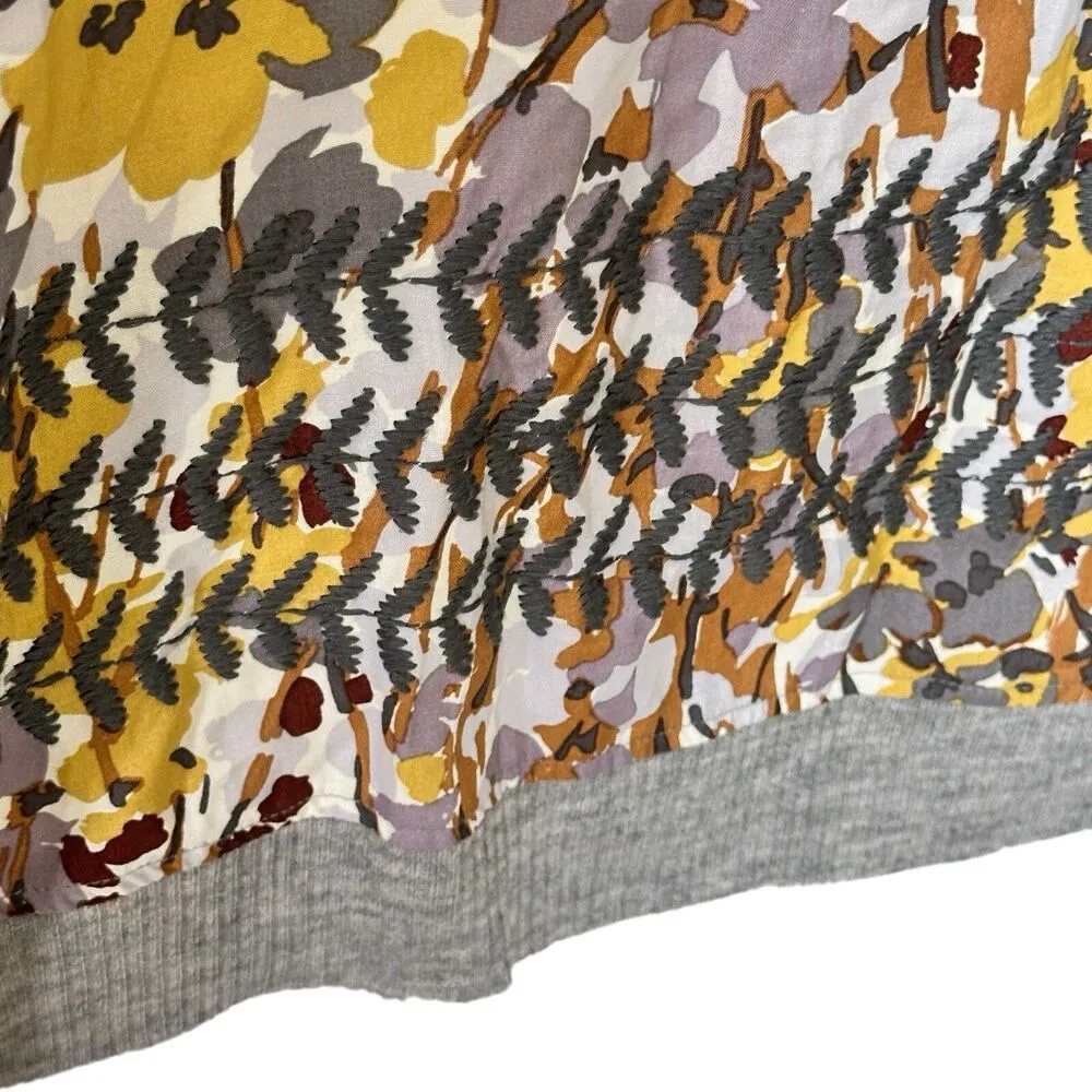 IVY JANE S Floral Dress Embroidered sweater Trim Bell Sleeve Boho Brown - Image 8