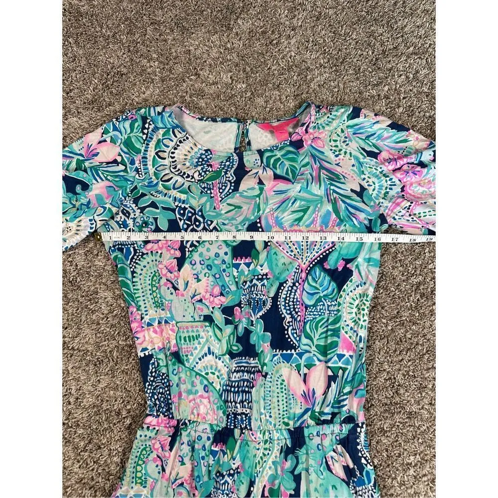 Lilly Pulitzer Britton Romper Looking Sharp Pink Navy Multi Print Resort XS - Image 12