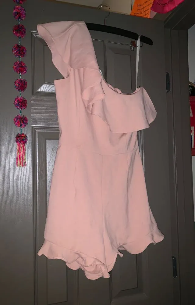 J.O.A Pink One Shoulder Romper  - Image 2