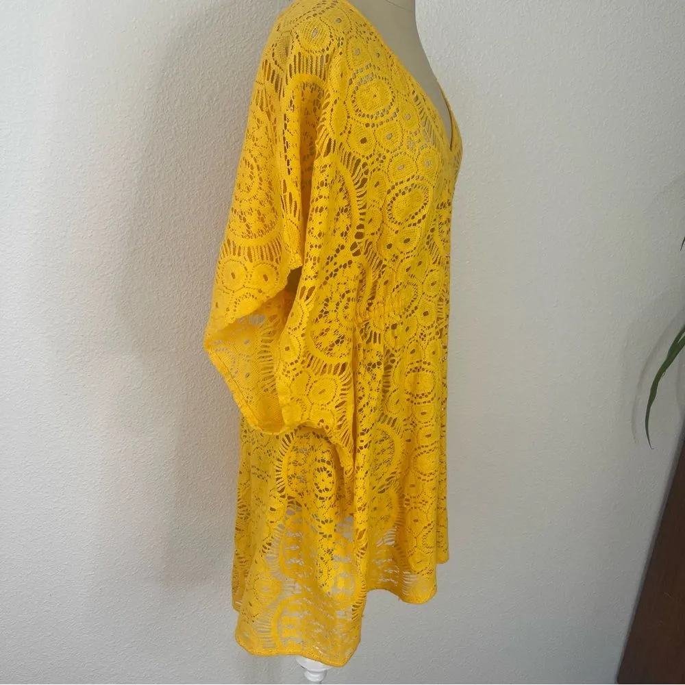 Sunshine 79 Beach Swim Coverup Size S/M Marigold Yellow Crochet Lace - Image 6