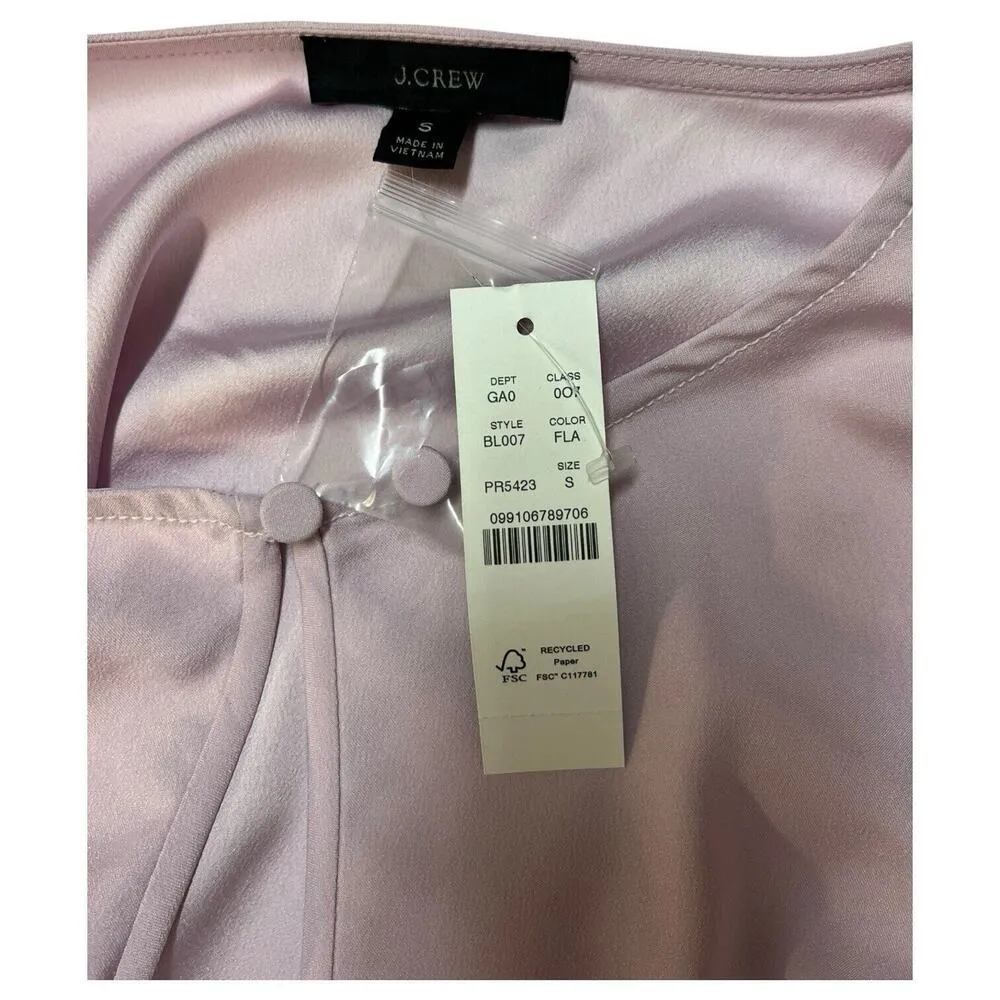 New J Crew Top Womens Small Purple Bishop Sleeve Keyhole Button Career Dressy - Image 5