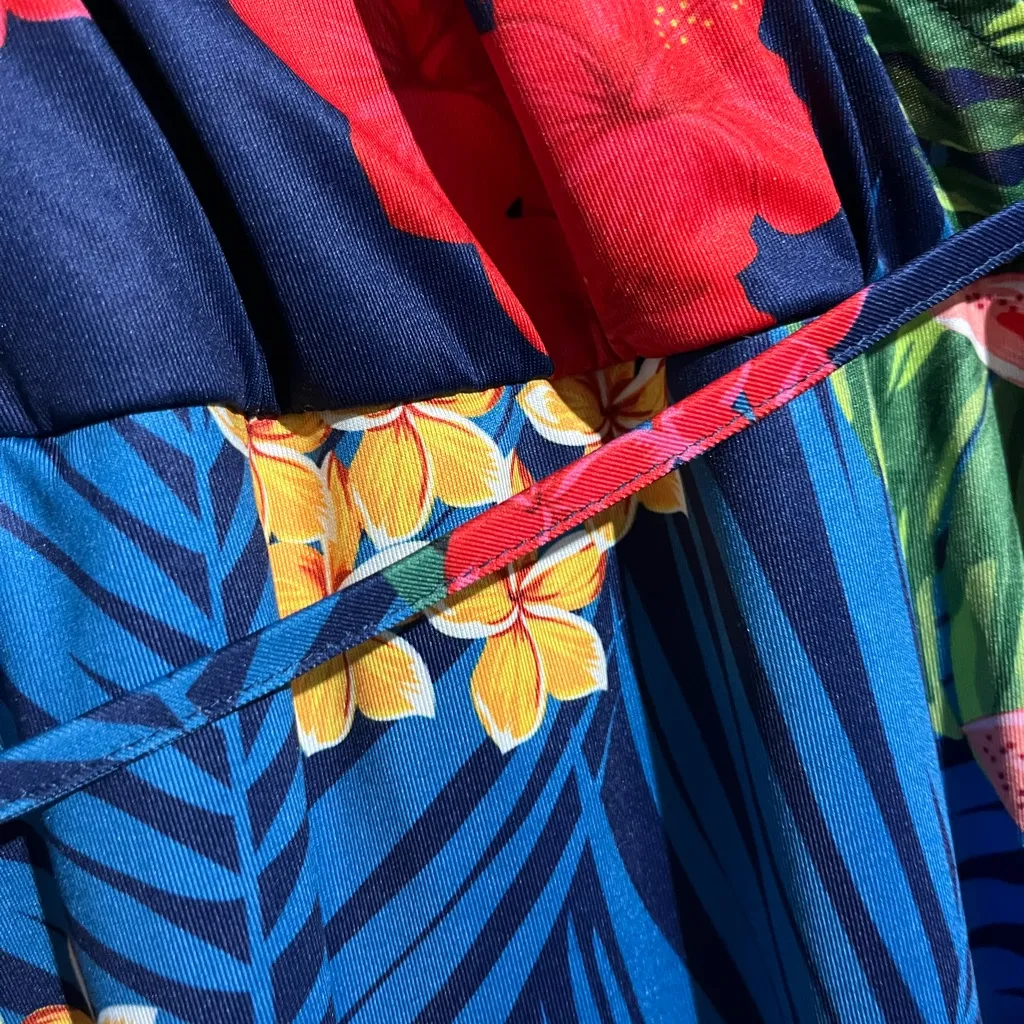 Noblemoon Dress Size XXL Blue Floral Long Sleeve Coverup Sundress - Image 3