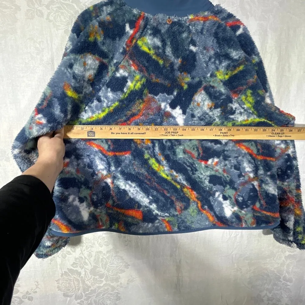 Livi Fleece Pullover 18 20 Blue Abstract Print 1/4 Snap Fuzzy Lane Bryant - Image 10