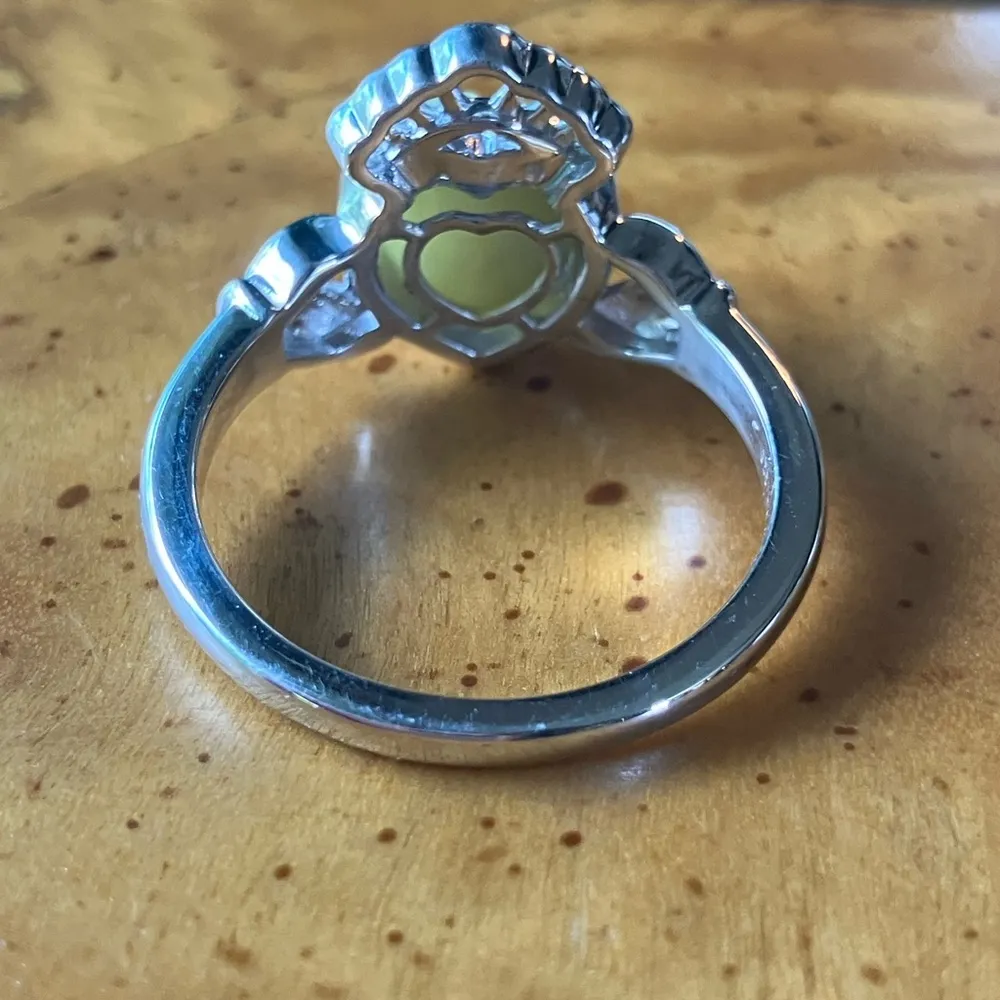 Natural Connemara Marble Sterling Silver Claddagh Ring Size 10 - Image 5