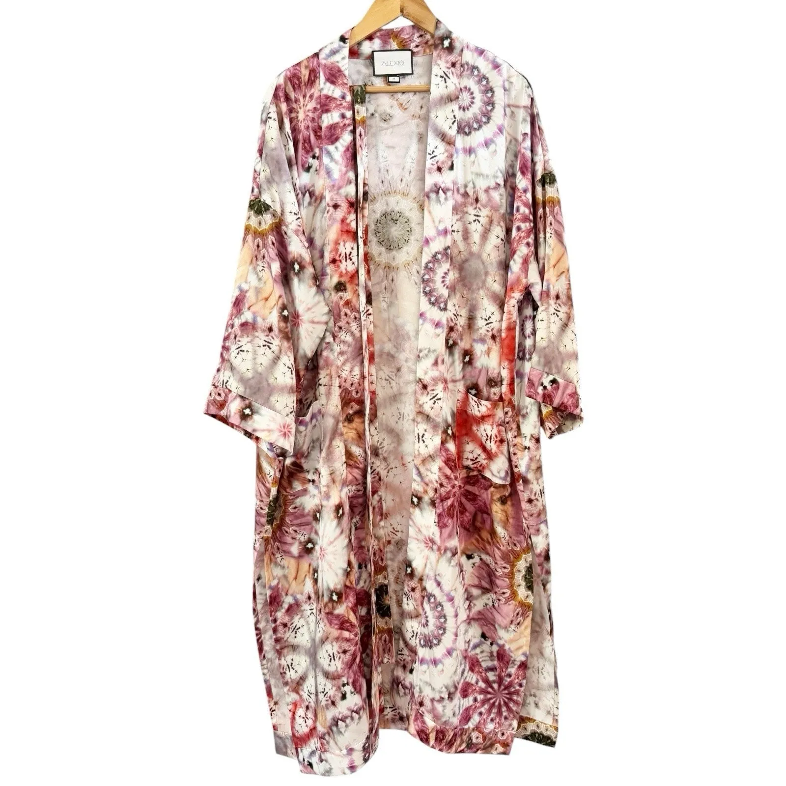 Alexis Georgina Kimono Robe Rose Pink Satin Size Medium - Image 4