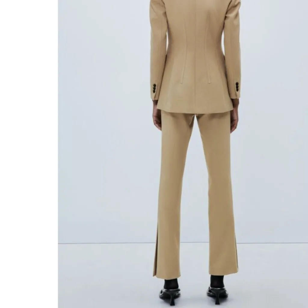 NWT ZARA SPLIT-HEM SKINNY TROUSERS  High-waist Camel - Image 4