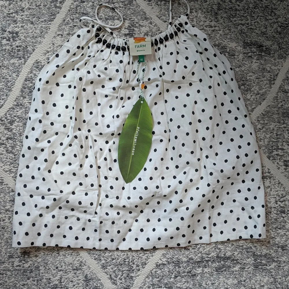 NWT Farm Rio | Onca Dot Beade Linen Blend Tank Top - Image 2