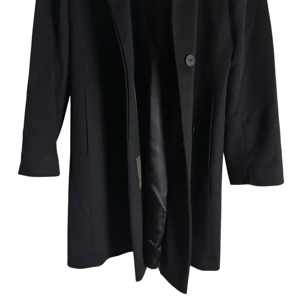Fleurette Loro Piana Italian Wool Black Fox Fur Trim Collar Coat Size 10 - Image 9